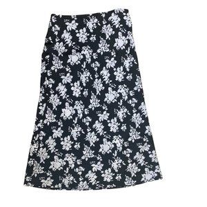 Women's Blossom Printed Woven Pull On Midi Skirt Size 6 Black
